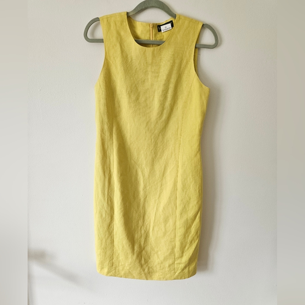 Vintage bright yellow linen shift dress